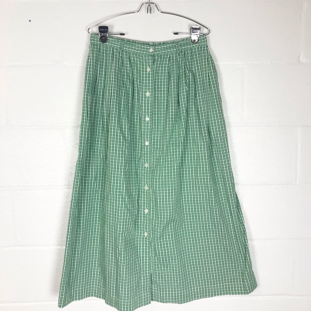 Vintage green plaid skirt Cotton lawn button down